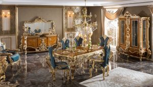 Set Meja Kursi Makan Mewah Ukiran Modern