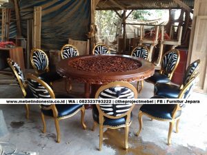 Set Kursi Meja Makan Ukir 3D Kualitas Jepara Terbaru